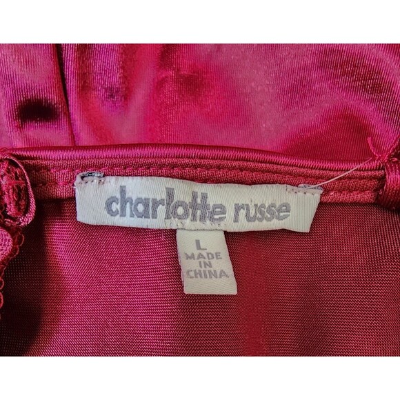 Charlotte Russe Satin Deep Red Clubwear Minidress Size Large Stretchy - Picture 5 of 7